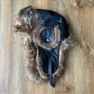 Harricana by Mariouche Aviator Trapper Hat - Brown Leather Fur